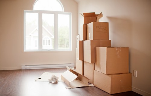 Commercial movers handling desks and office furniture