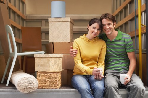 Office relocation equipment and boxed items in Islington